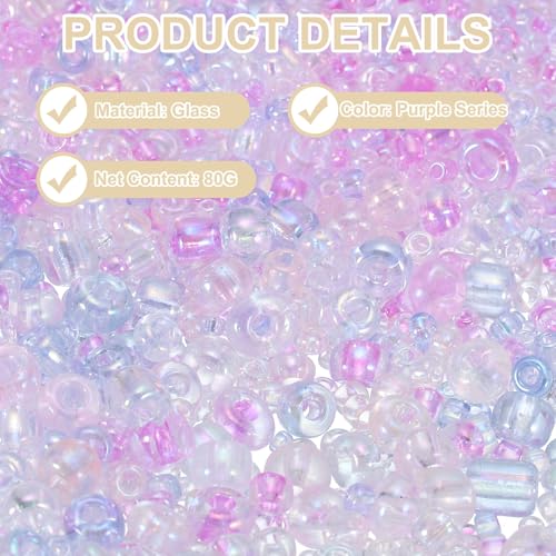 MECCANIXITY 15/0 11/0 8/0 6/0 Glass Seed Beads 1.5mm/2mm/3mm/4mm Loose Seed Beads for Jewelry Earring Bracelet Craft Making, 5888PCS, Purple Series - color: Purple Series
