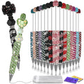 Tondiamo 45 Pcs Full Rhinestone Beadable Pens Bulk Set 15 Glitter Diamond Pens with Cards & Bags Fancy Beaded Pen for Beads DIY Cute Journalling Bling Ballpoint Craft Making(Streak Diamonds) - style: Streak Diamonds