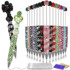 Tondiamo 45 Pcs Full Rhinestone Beadable Pens Bulk Set 15 Glitter Diamond Pens with Cards & Bags Fancy Beaded Pen for Beads DIY Cute Journalling Bling Ballpoint Craft Making(Streak Diamonds) - style: Streak Diamonds