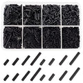 arricraft 4 Sizes Glass Bugle Beads, 1980 Pcs Opaque Frosted Black Charms, Small Craft Beads with Hole Long Tube Seeds for DIY Bracelet Necklaces Crafting Jewelry Making
