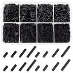 arricraft 4 Sizes Glass Bugle Beads, 1980 Pcs Opaque Frosted Black Charms, Small Craft Beads with Hole Long Tube Seeds for DIY Bracelet Necklaces Crafting Jewelry Making