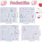 104Pcs Geometric Resin Earring Molds Kit, Irregular Shaped Earrings Silicone Mold for Epoxy Resin Dangle Drop Jewelry Molds Making Kit with 100 Earring Hook for Earrings Necklace Pendants (clear) - color: clear
