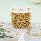 KYUNHOO 13 Feet Gold Plated Jewelry Making Chains Bulk on Spool Hollow Heart Links Chain for Crafting Stainless Steel Necklace Bracelet Making Supplies with Lobster Clasps Jump Rings - color: Heart Gold