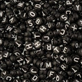 495pcs John Bead 7mm Black Round Acrylic Alphabet Beads for DIY Craft Jewelry Bracelet Necklace Making - color: Black & White