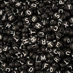 495pcs John Bead 7mm Black Round Acrylic Alphabet Beads for DIY Craft Jewelry Bracelet Necklace Making - color: Black & White