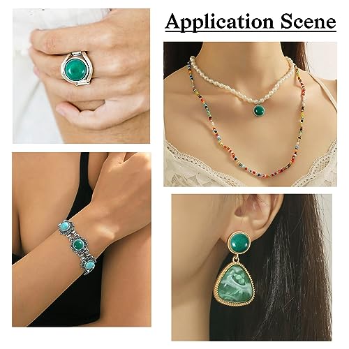 Crafans 50Pcs 8mm Half Round Gemstone Cabochons Natural White Jade Flat Back Stone Cabochons Domes No Hole Healing Power Stone Chakra Crystal Beads for Jewelry Making - color: Jade-Sea Green, size: 8mm