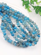 Natural Stone Beads 8mm Polished Round Smooth Gemstone Beads for Jewelry Making Supplies 15 Inch(45 Beads) (Blue-Black Dragon Pattern) - color: Blue-black dragon pattern-45pcs