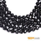 GEM-Inside Natural 8mm Black Agate Gemstone Loose Beads Faceted Cambay Crystal Energy Stone Power for Jewelry Making 15" - color: Black Agate, size: 8mm