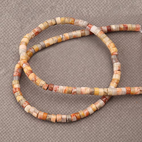 150PCs Natural Crazy Lace Agate Spacer Beads, Loose Semi Precious Flat Round Gemstone Heishi Disc Stone Beads for Beading Jewelry Making 4mm*2mm 38cm - color: Crazy Lace Agate, size: 4MM*2MM