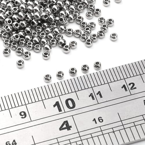 304 Stainless Steel Round Beads 2.5mm 400pcs Spacer Beads for Jewelry DIY Making and Repairing - size: 2.5mm