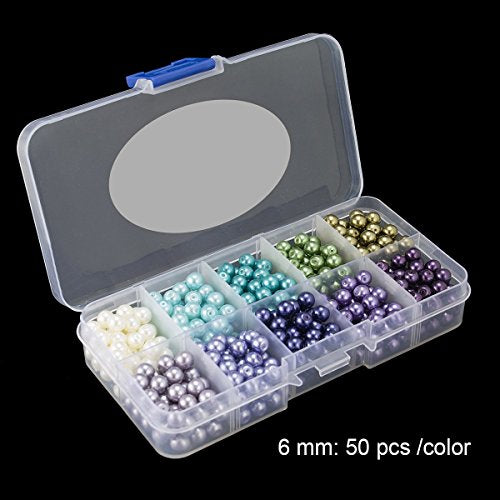 BEADNOVA Satin Pearls Beads for Crafts Tiny Loose Imitation Glass Pearls for Jewelry Making (6mm, 500pcs, Multi Color) - color: 6mm 500pcs Mix Lot M02