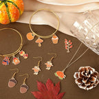 SANNIX 110Pcs/55 Pairs Fall Charms, Thanksgiving Charms for Jewelry Making Bulk, Autumn Thanksgiving Pumpkin Maple Leaf Turkey Enamel Charm Pendants for DIY Bracelet Necklaces Earrings Craft - style: Fall Charms