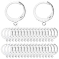 SUNNYCLUE 1 Box 80Pcs Huggie Hoop 15mm Round Leverback Earring Hooks Stainless Steel Lever Backs Hinged Huggie Hoops with Loops Earwires Leverbacks Ear Wires for Jewelry Making DIY Earrings Findings - color: 80pcs Stainless Steel Round Leverbacks