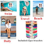 12pcs Friendship Bracelets Beaded Bracelets Heishi Bracelet Cute Bracelets Stack Vinyl Clay Disc Bead Surfer Stretch Summer Beach Bracelets For Women Preppy Bracelets - color: M