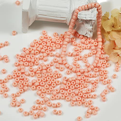Bala&Fillic Light Pink Color 4mm Seed Beads About 1200pcs/100Grams in Bag, 6/0 Glass Craft Beads for Making Bracelet and Necklace (Light Pink) - color: Light Pink -4mm