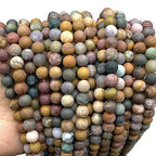 ABCGEMS Velvet-Matte-Finished Madagascan Kabamby Ocean Jasper Beads (Enhance The Stone's Inherent Texture and Nature Hues with a Non-Glare Aesthetic) Smooth Round 8mm (Non-Shiny) - color: Kabamby Ocean Jasper (From Madagascar)