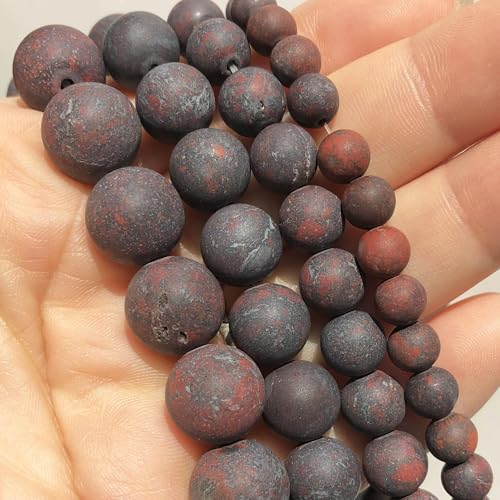Stone Beads, 60pcs Matte Dark Red Garnet, 6mm Round Loose Beads for Jewelry Making, Bracelets, with Bag, String & Card - color: Matte Dark Red Garnet, size: 6mm