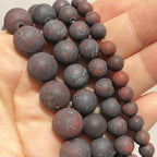 Stone Beads, 45pcs Matte Dark Red Garnet, 8mm Round Loose Beads for Jewelry Making, Bracelets, with Bag, String & Card - color: Matte Dark Red Garnet, size: 8mm