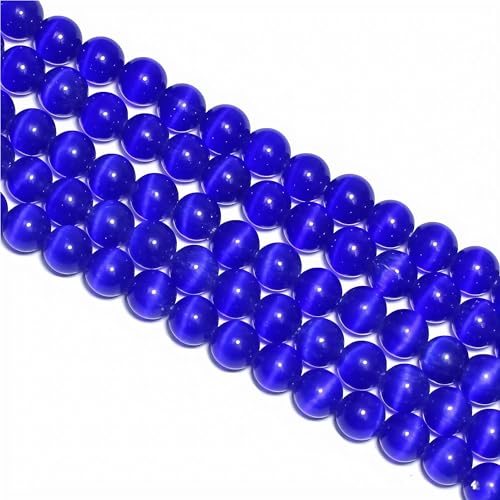 MJDCB 30pcs Sapphire Blue Cat Eye Stone Beads 12mm Round Crystal Loose Bead for Jewelry Making DIY Bracelets Necklace - color: Sapphire Blue, size: 12mm(30pcs)