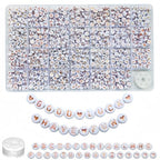 Looconi 1400pcs Rose Gold Letter Beads 4x7mm White Round Acrylic Alphabet A-Z Heart Pattern Beads and Crystal Line for Jewelry Making Bracelets Necklaces Key Chains - color: Rose Gold, size: 7x4mm
