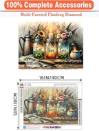 Axquilon Diamond Art Kits for Adults, Inspirational Diamond Painting Kits for Beginners, 5D Vase Round Full Drill Gem Art for Adults, Paint by Diamonds Pictures DIY Crafts Kits 16x12inch - color: Inspirational Vase