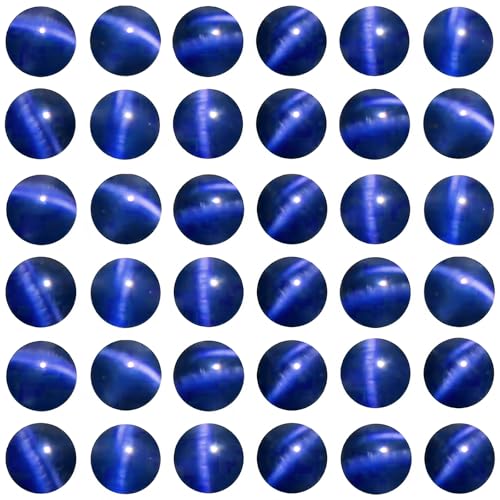 100pcs Dark Blue Cat Eye Beads 8mm Round Semi Precious Stone Hole Size 1mm DIY Charm Spacer Beading Smooth Gemstone Loose Beads for Jewelry Making Bracelets Necklaces Earrings Crafting - color: Dark Blue