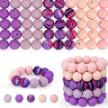 100 Pcs 15mm Silicone Beads for Keychain Making, Pink Gream Silicone Beads Bulk Round for Bracelets Pens Crafts Jewelry Making (Pink Purple) - color: Pink Purple