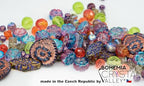2.1oz (60 g) Mix of Unique Czech Bohemia Glass Pressed Beads, Crazy Purple Green Copper, Table Cut, Matte and Glossy, Faceted Fire Polish, Hand Made Set Kit BCV - color: Crazy 1 Violet Purple Green Copper Mix
