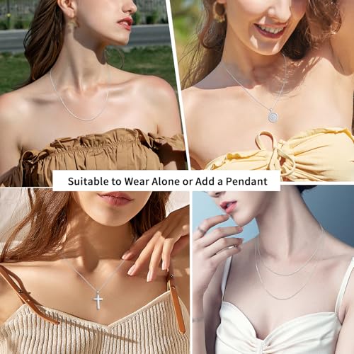 Jewlpire 925 Sterling Silver Chain Necklace Chain for Women 1.1mm Cable Chains Necklace Upgraded Spring-Ring Clasp - Thin & Sturdy Women's Chains Necklaces 14 16 18 20 22 24 Inch - color: 925 Sterling Silver, size: 24 Inch
