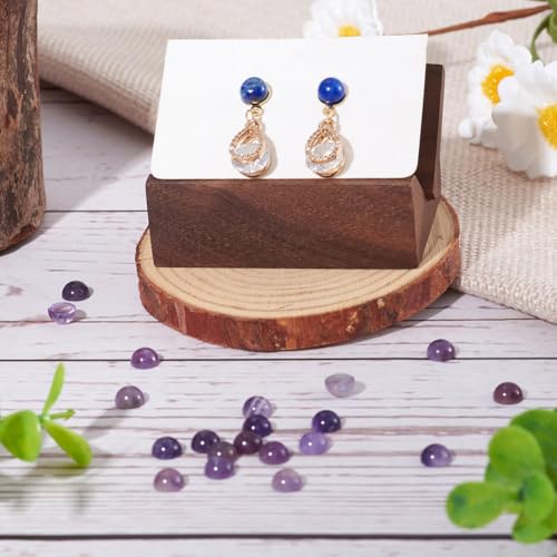Fashewelry 50Pcs Natural Amethyst Cabochon Stone Half Round Beads 6mm Tiny Flat Back Gemstone Chakra Healing Crystal Cover Cabs for Jewelry Making - color: 1-Amethyst, size: 6x3~4mm