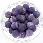 AD Beads Natural Matte Frosted Gemstone Round Spacer Loose Beads 4mm 6mm 8mm 10mm 12mm (8mm, Matte Amethyst) - color: Matte Amethyst, size: 8mm