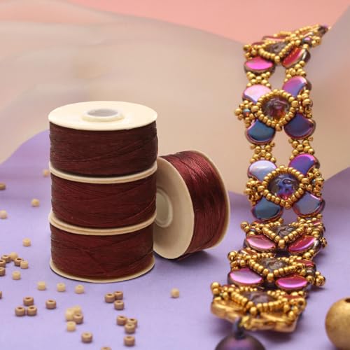 The Beadsmith Nymo Thread – 10-Pack Burgundy Color – Size D, .30mm Diameter, 64 Yard/58.5 Meter Spool – Made of Nylon – Bead Embroidery & Weaving, Off Loom & Loom Work and DIY Craft Projects - size: Size D, 64 Yards, style: Burgundy