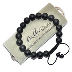 AD Beads Natural 10mm Gemstone Bracelets Healing Power Crystal Macrame Adjustable 7-9 Inch - color: Matte Black Onyx