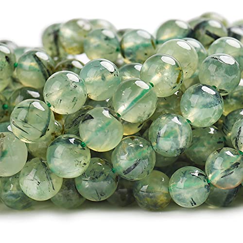 70PCS Natural 8MM Healing Gemstone, Prehnite Energy Stone Round Loose Beads, Semi-Precious Crystal Beads with Free Elastic String for Jewelry Making DIY - color: Prehnite