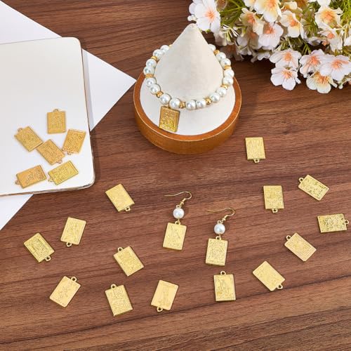 SUNNYCLUE 1 Box 40Pcs 20 Styles Metal Tarot Card Charms Divination Charms Bulk Gold Rectangle Magic Occult Astrology Alloy Gothic Pendants for Jewelry Making Halloween Necklace Bracelet Earrings DIY - color: Gold
