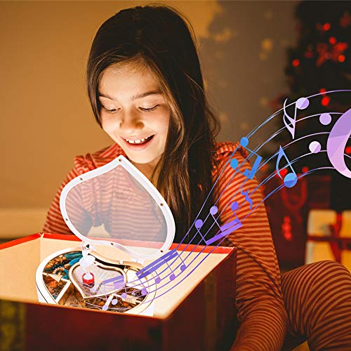 TMEEIHNSS Rainbowie Heart Musical Jewelry Box, Musical Jewelry Storage Box with Dancing Girl,Arrow Design Christmas Gift (white) - color: White
