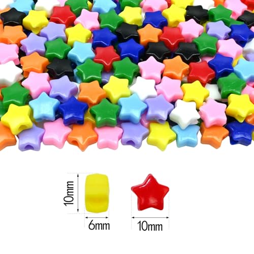 Amaney 300pcs Star Beads Multi Color Acrylic Beads for Bracelet Necklace Craft Jewelry Making - color: BigStar