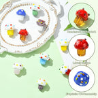 DanLingJewelry 10Pcs Colorful Ice Cream Bumpy Lampwork Glass Beads 3D Imitation Cupcake Sweet Food Beads for Jewelry Making Bracelets