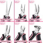 6-Piece Jewelry Pliers Set with Case, Including Needle Nose, Bent Nose, Diagonal, End Nippers, Perfect for DIY Crafting, Beading & Repairing - style: Mini Pliers Set
