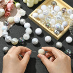 Ipotkitt 50 Pcs 20mm Acrylic Bubblegum Beads Round Spacer Loose Beads White Theme Disco Ball Chunky Rhinestone Beads for Pen Bag Chain Jewelry Making - color: 50pcs-White Bubblegum Beads-20mm