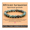 AD Beads Handmade Gemstone Stretch Elastic Bracelet Crystal Healing Reiki Nature's Beauty and Spiritual Essence Unisex - color: African Turquoise (Spiritual Growth), size: 8mm