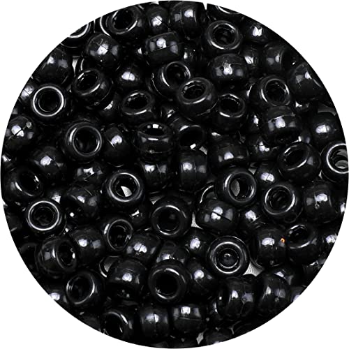 Eppingwin Beads and Bead assortments (1000 Pony Beads-Black Solid)… - color: Black solid, size: Medium Pack