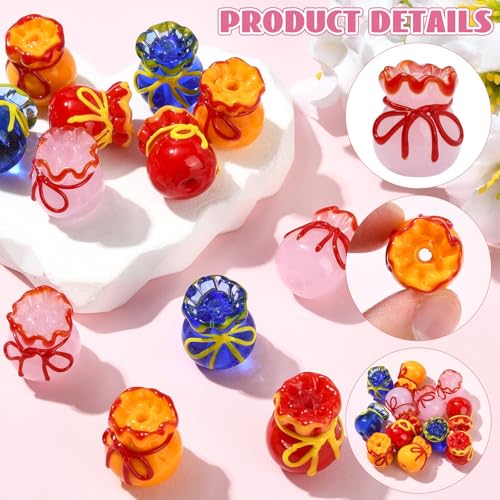 Stiesy Fukubukuro Glass Beads 12Pcs, 4 Colors Imitation Jade Good Luck Charm Beads Spacer for Jewelry Making, Bracelet Pendant DIY, Present Crafting - color: Fukubukuro-4 Color-12pcs