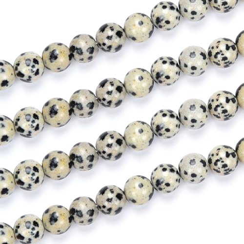 90pcs Adabele Natural Dalmatian Jasper Healing Gemstone 4mm (0.16 inch) Small Round Beads Gem Stone Spacer for Craft Jewelry Making GF17-4 - color: Dalmatian Jasper, size: 4mm (90pcs/1 Strand)