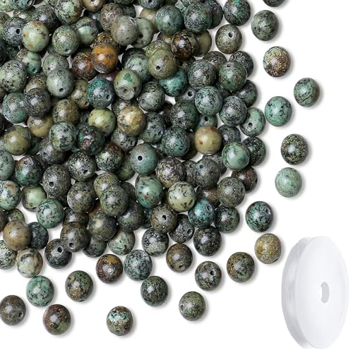 Natural Indian Turquoise Beads 100Pcs 8mm Crystal Beads Green Loose DIY Round Stone Bead for Bracelet Necklace Earrings Making - color: C-Indian Turquoise, size: 100pcs