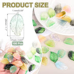 PATIKIL Glass Leaf Beads, 100Pcs Cute Crystal Leaf Charms, Translucent Czech Spacer Beads for DIY Jewelry Making Bracelets Necklace Wind Chimes Suncatchers, Gradient Green Yellow - color: Gradient Green Yellow