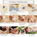 ZOCONE 3 Packs Embroidery Necklace Kit, Embroidery Pendant Kits Mini Cross Stitch Kit with Hoop, Necklace, Pendant, Beads, Stamped Pattern Cloth, Instructions, etc., Embroidery Kits for Adults - color: Gold Beads-G