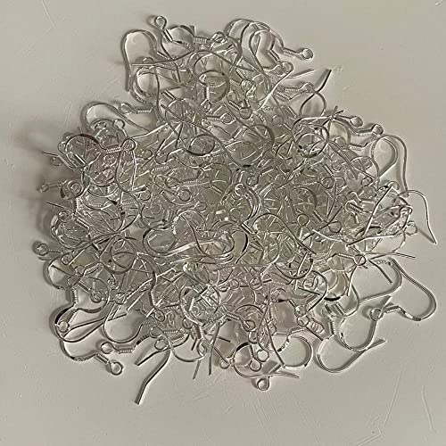 200 PCS/100 Pairs 925 Sterling Silver Plated Earring Hooks Hypoallergenic Silver Ear Wires Fish Hooks with 100 PCS Clear Silicone Earring Backs and 100 PCS Jump Rings for DIY Jewelry Making - color: Silver