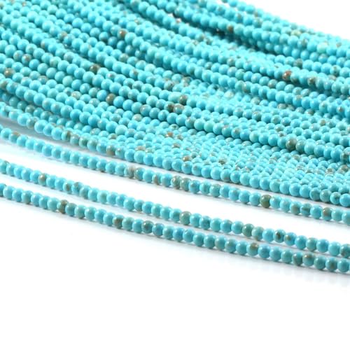 155pcs 2mm Natural Turquoise Stone Loose Round Beads Gemstone Smooth Samll Spacer Beads for jewerly Making Bracelet Necklace - color: Turquoise, size: 2 mm