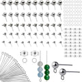250Pcs No Tarnish Ball Stud for Earring Making, stino Hypoallergenic Stainless Steel Earring Posts, Jewelry Findings Supplies, Silver & Gold Plated (Silver) - color: Silver